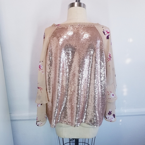 Free People | Floral Ruffle Sequin Top XL - Picture 8 of 13